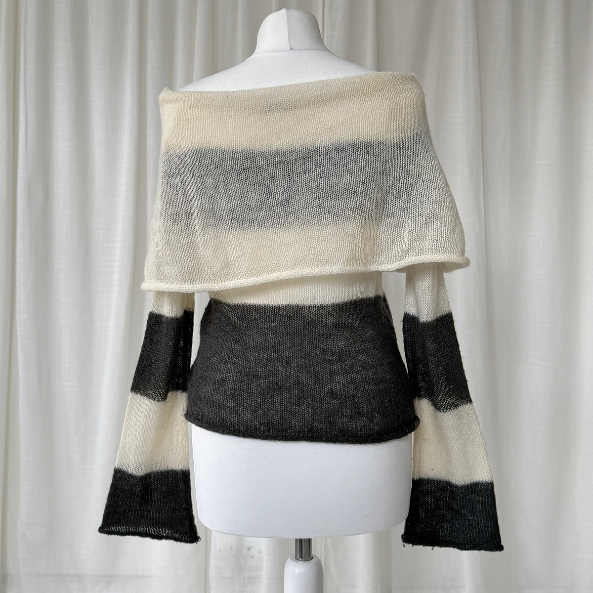 Mohair Striped Bardot Knit Jumper