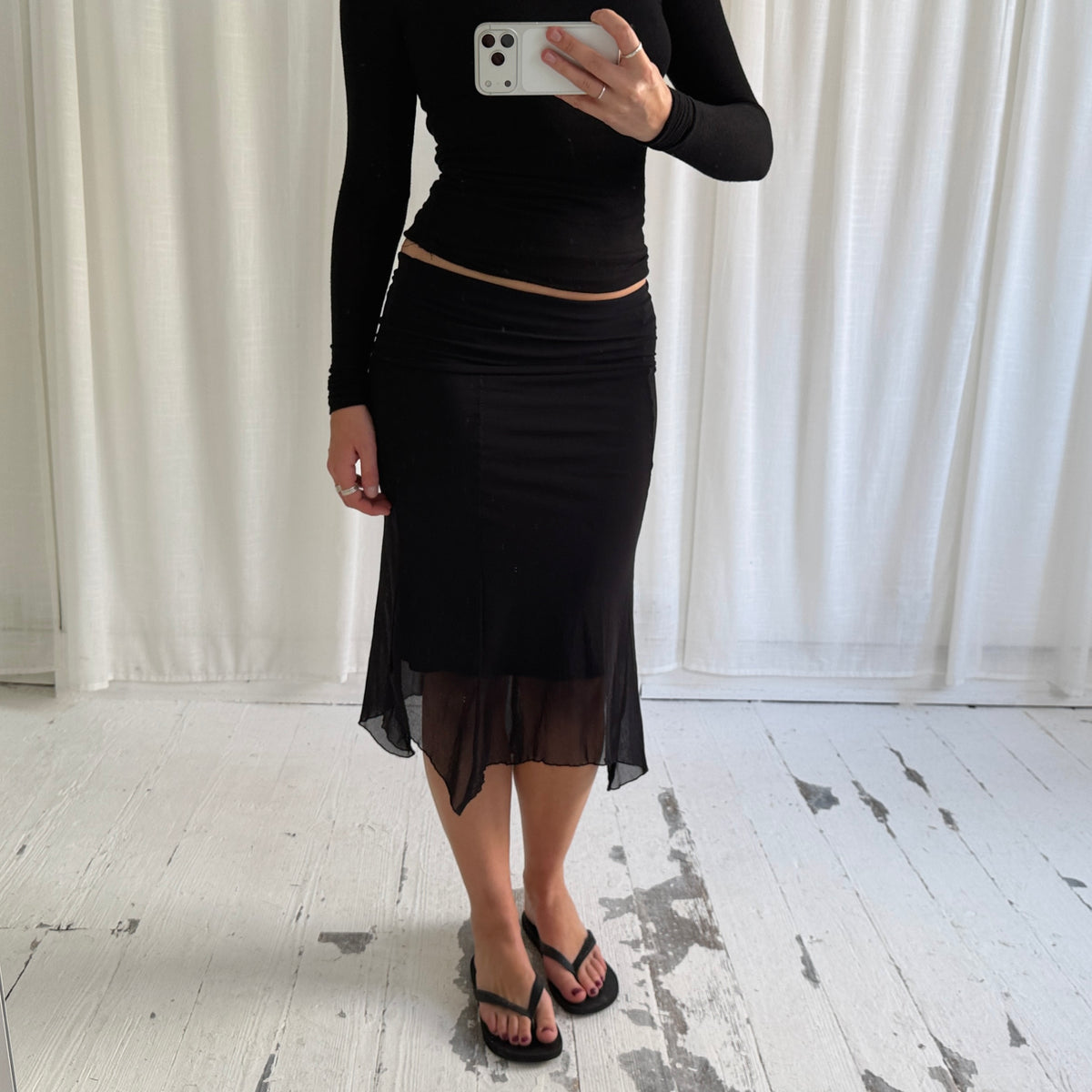 2000s Asymmetrical Mesh Midi Skirt
