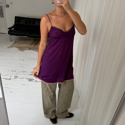 Purple Lace Trim Slip Dress