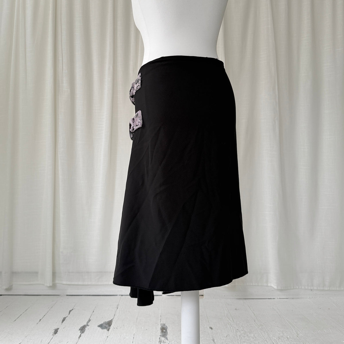 Black Asymmetric Buckle Wrap Skirt