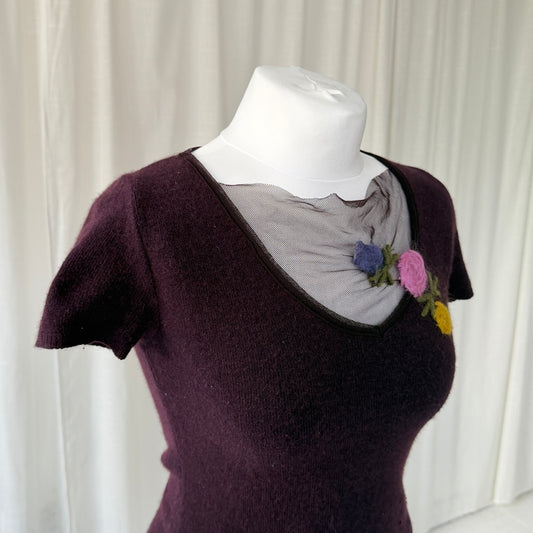 Purple Angora & Wool Knit Top