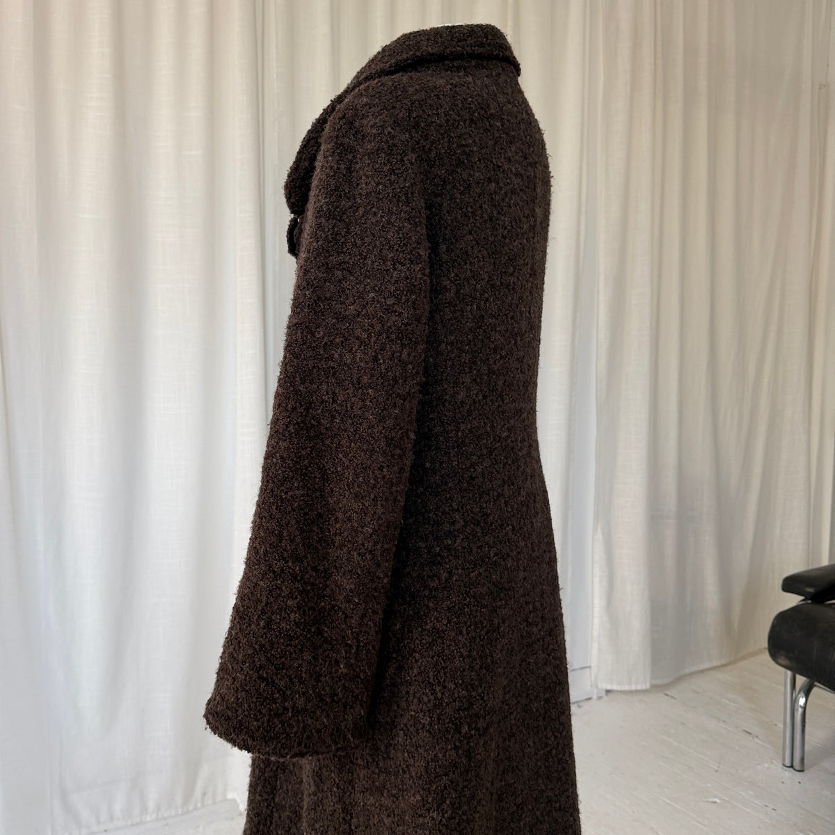 1990s Brown Textured Wool Blend Winter Coat