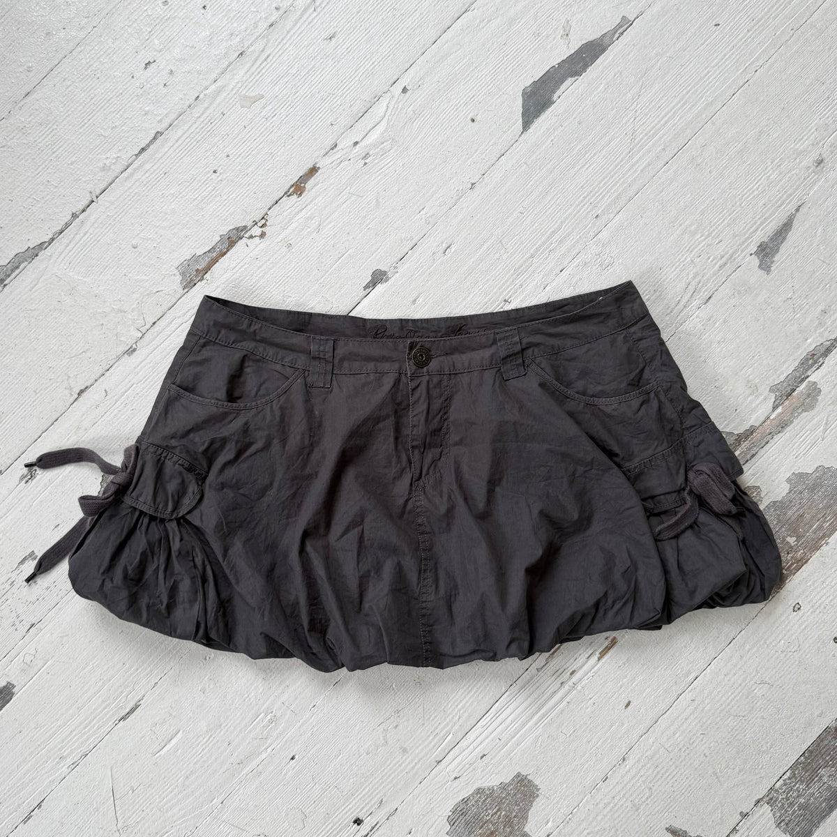 Grey Bubble Hem Mini Skirt
