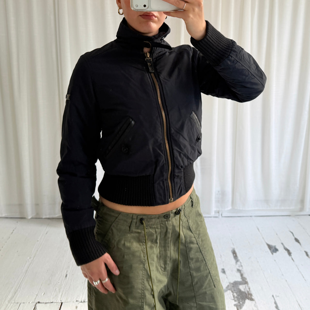 2000s Navy Padded Utility Bomber Jacket