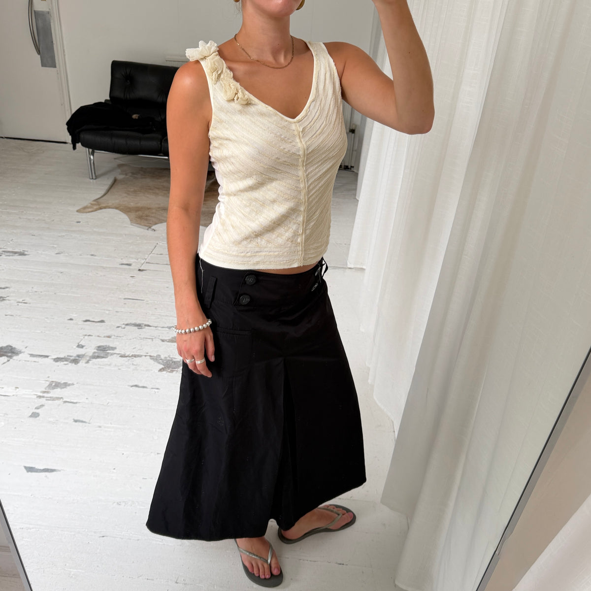 Spanish Vintage Silk Blend Rosette Top
