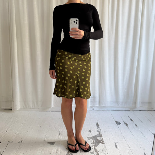 KOOKAÏ Green Polka Dot Mesh Midi Skirt