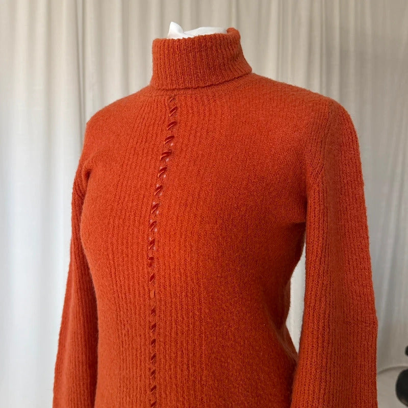 Orange Rollneck Knit Jumper