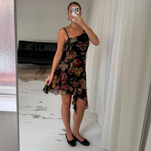 Floral One Shoulder Asymmetric Dress