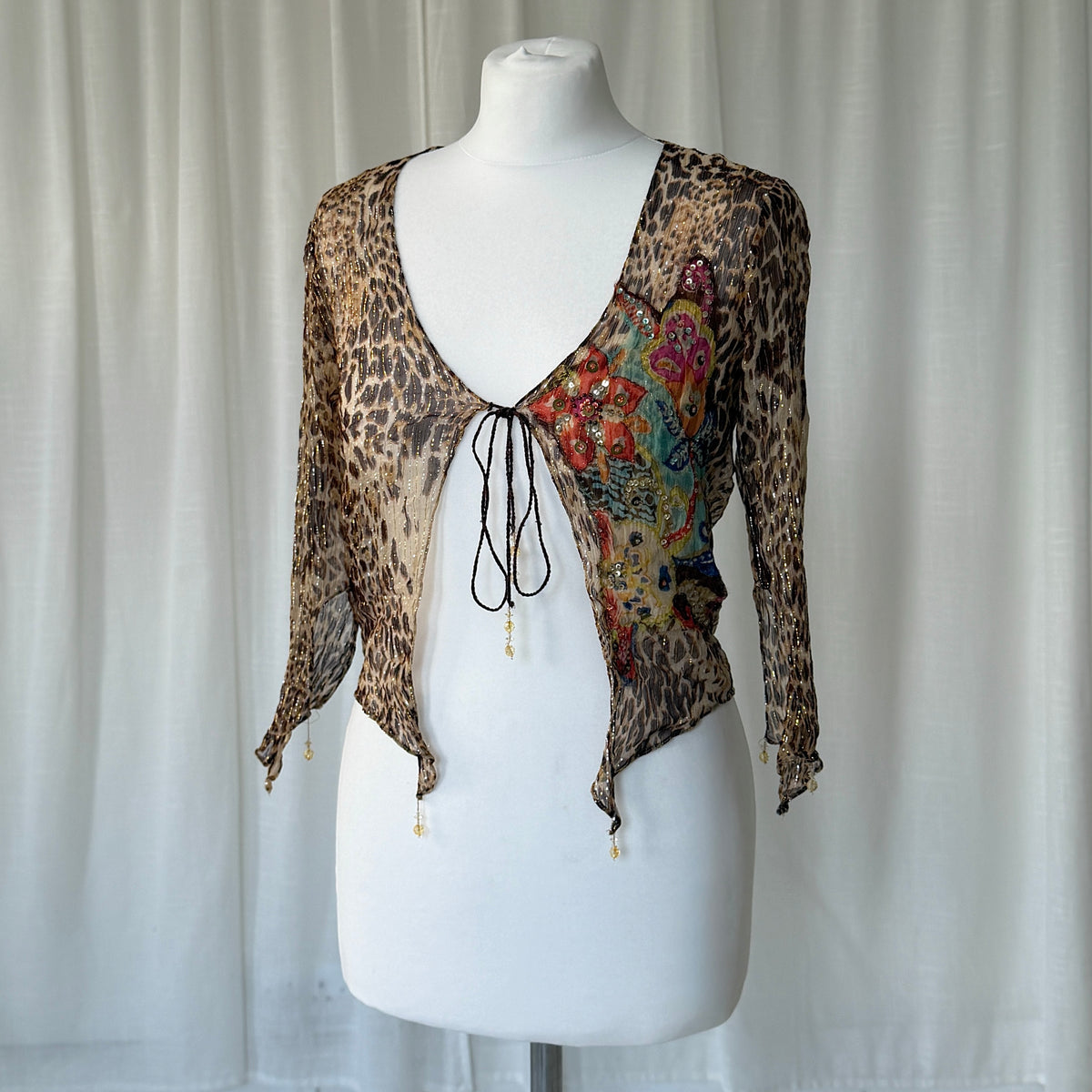 Italian Vintage Leopard Print Tie Bolero