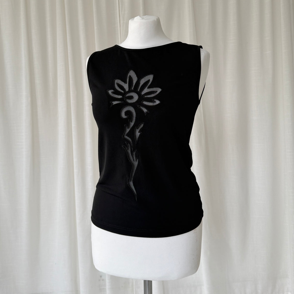 Black Mesh Cut Out Tank Top