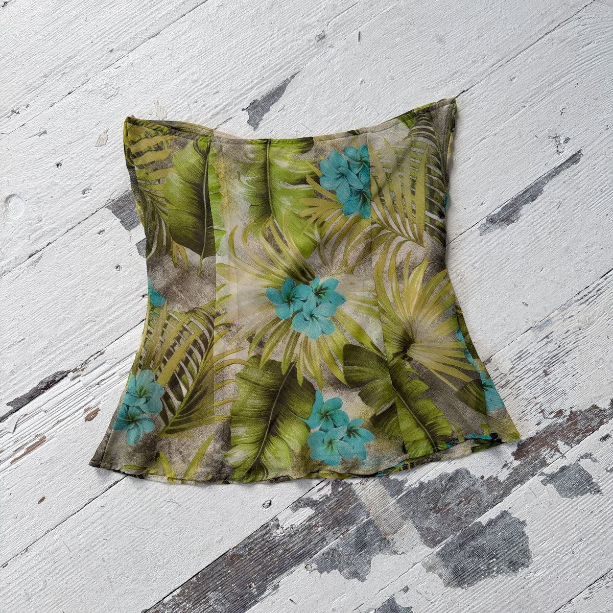 2000s Floral Mesh Bandeau Top