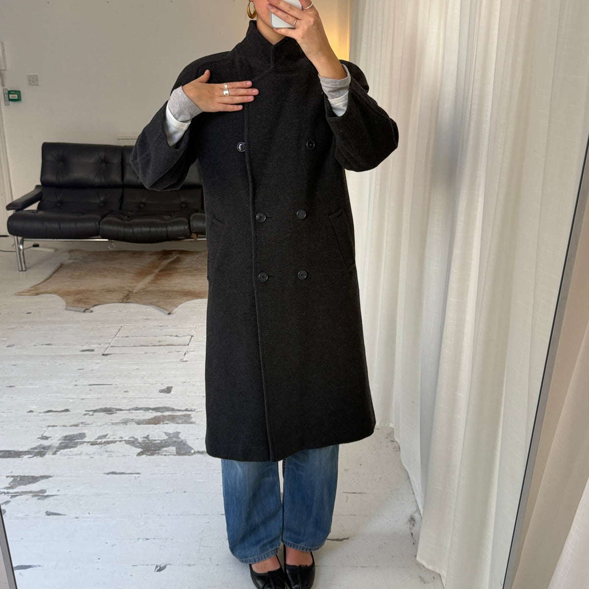Charcoal Grey Wool Overcoat