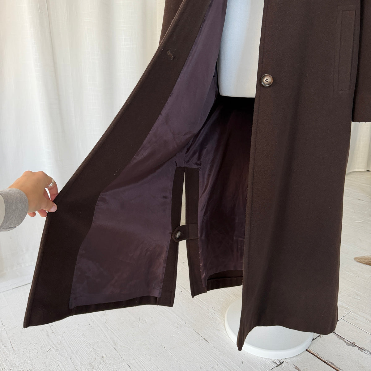 Brown Wool & Cashmere Full Length Coat