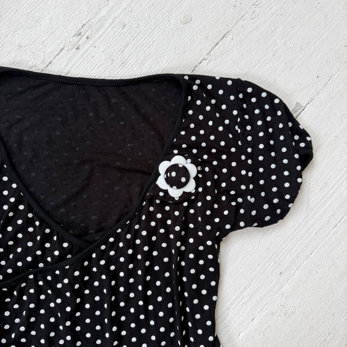 Black Polka Dot Wrap Top