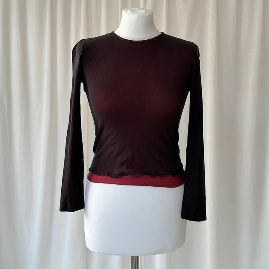 Black Layered Mesh Long Sleeve Top