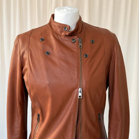 Italian Vintage Lambskin Leather Biker Jacket
