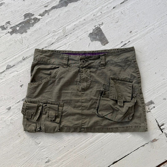 2000s Khaki Cargo Utility Mini Skirt