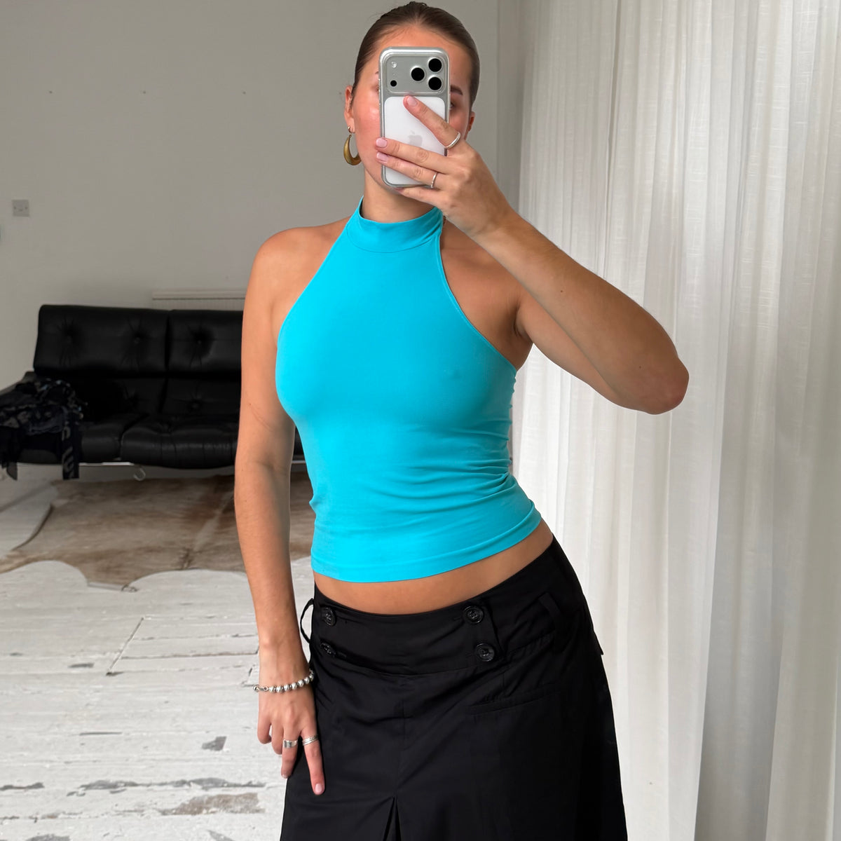 Turquoise Halter Neck Top