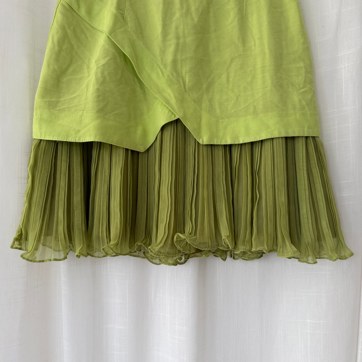 Lime Green Pleated Mini Skirt