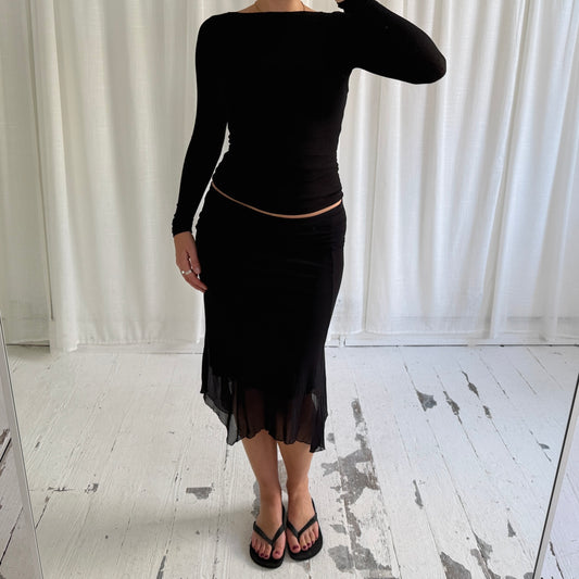 2000s Asymmetrical Mesh Midi Skirt