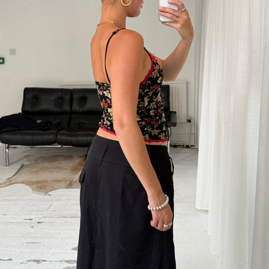 Floral Lace Trim Cami Top