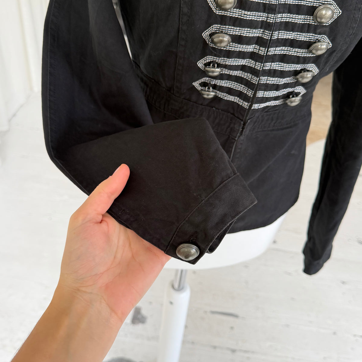Black Military Hook & Eye Jacket