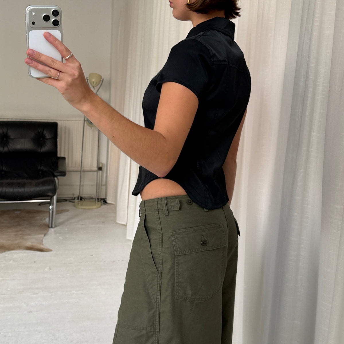 Italian Vintage Black Cargo Shirt