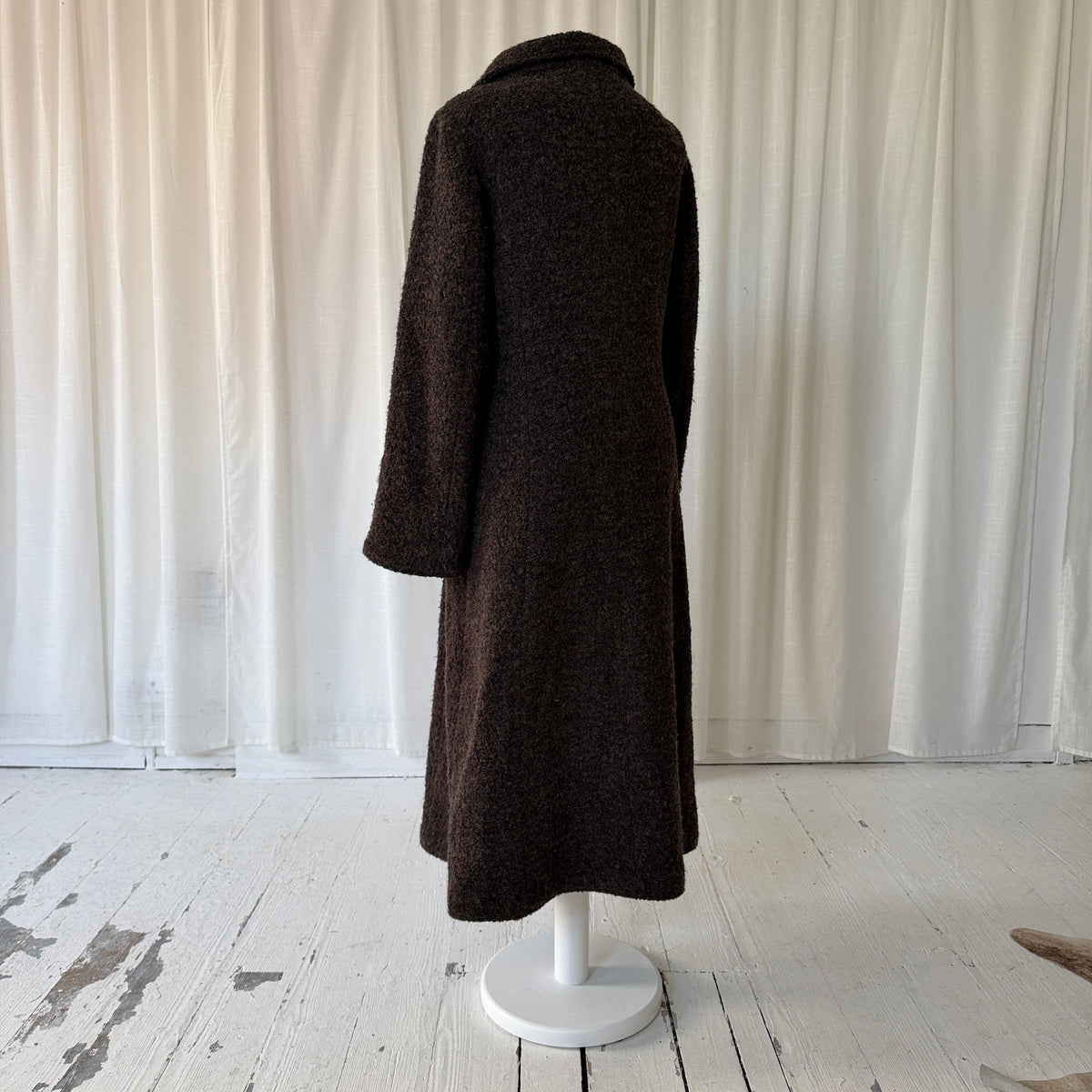 1990s Brown Textured Wool Blend Winter Coat