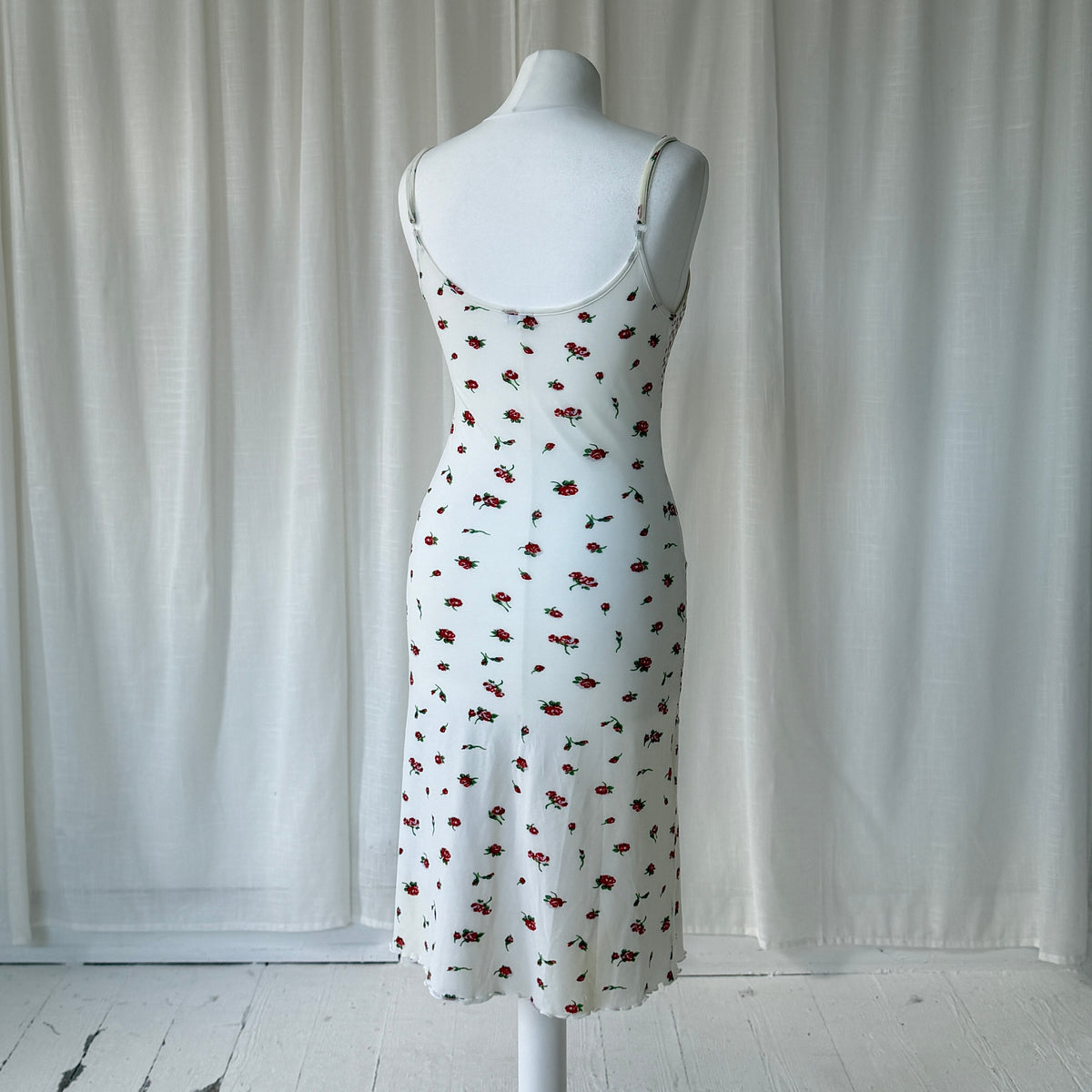 Italian Vintage Floral Mesh Midi Dress
