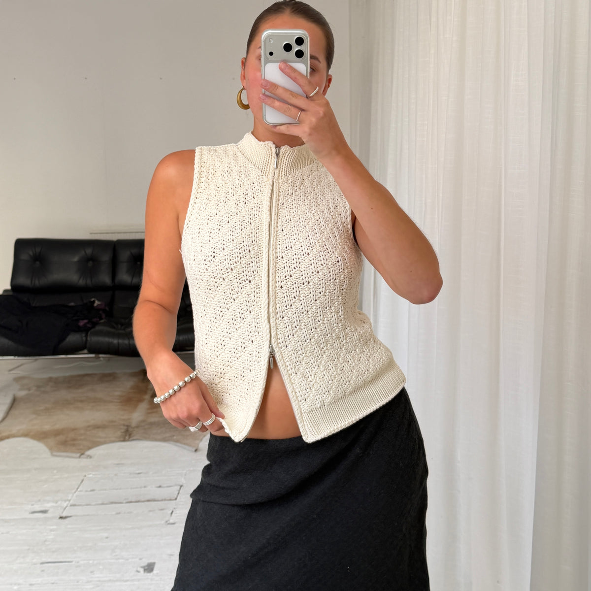 Italian Vintage Knit Double-Zip Vest