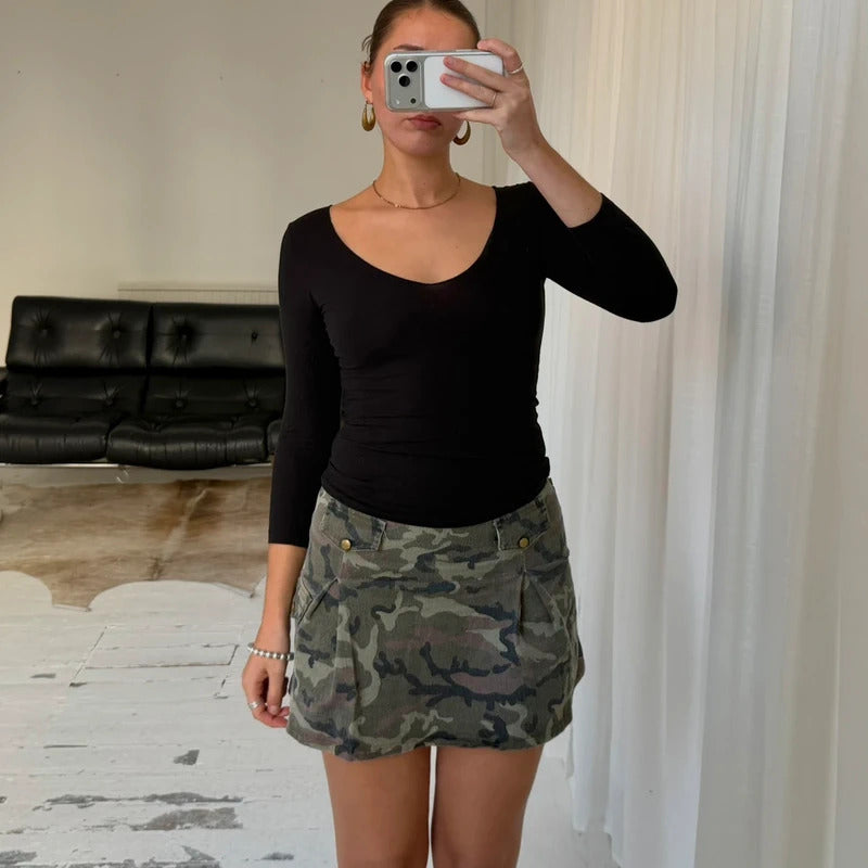 2000s Camouflage Cargo Mini Skirt