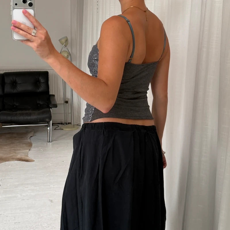 Silver Sequin Corset Cami Top