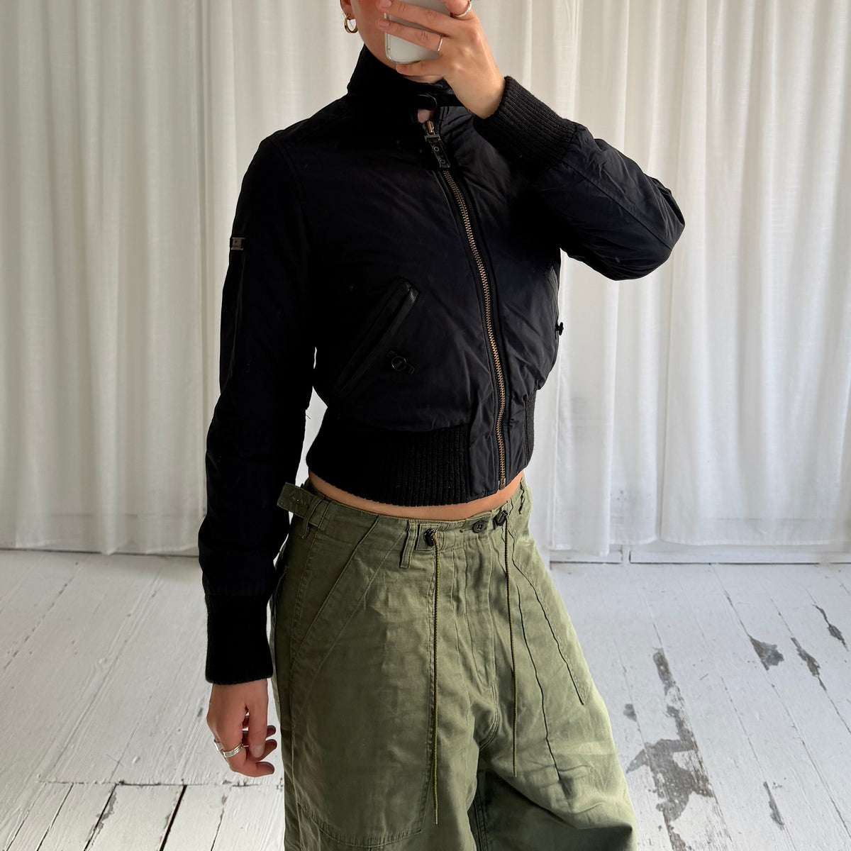 2000s Navy Padded Utility Bomber Jacket