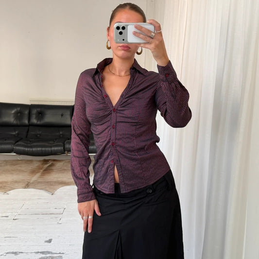 1990s Ruched Stripe Shirt