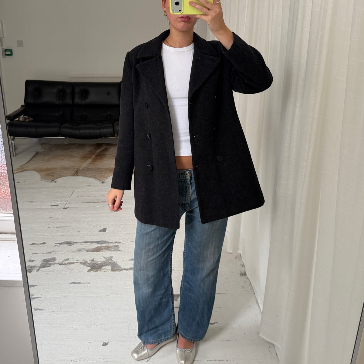 Charcoal Grey Wool Peacoat