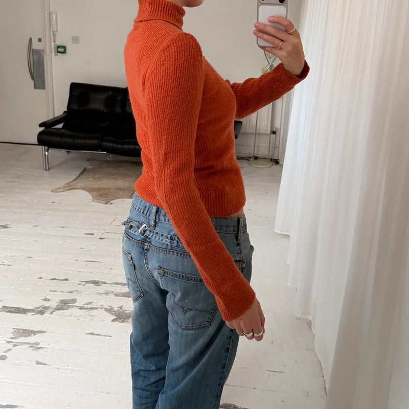 Orange Rollneck Knit Jumper