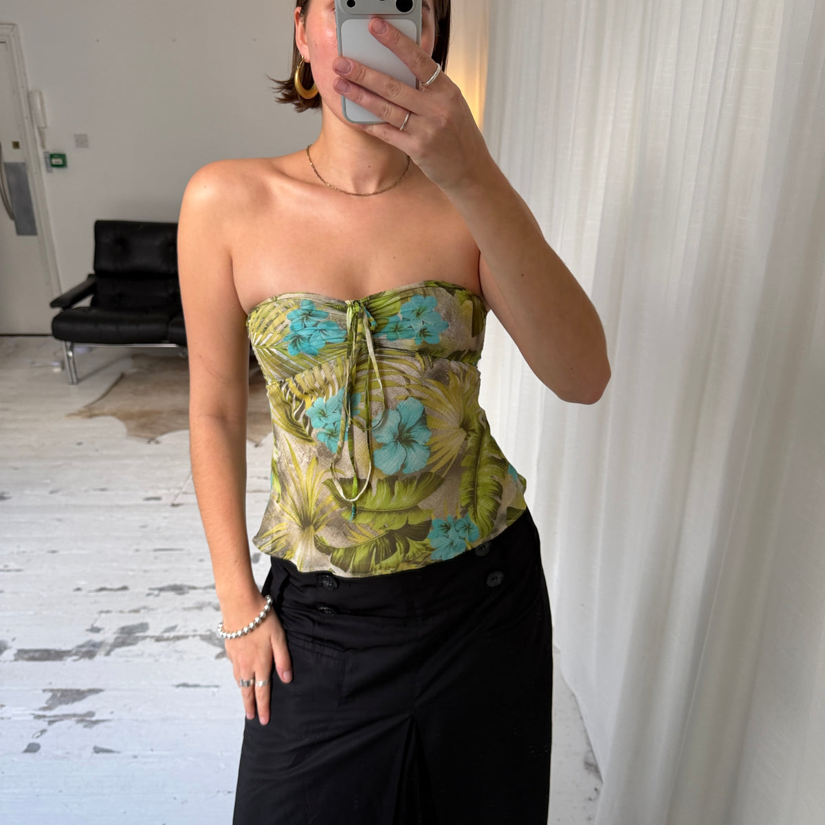 2000s Floral Mesh Bandeau Top