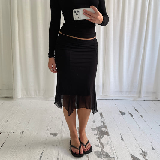 2000s Asymmetrical Mesh Midi Skirt