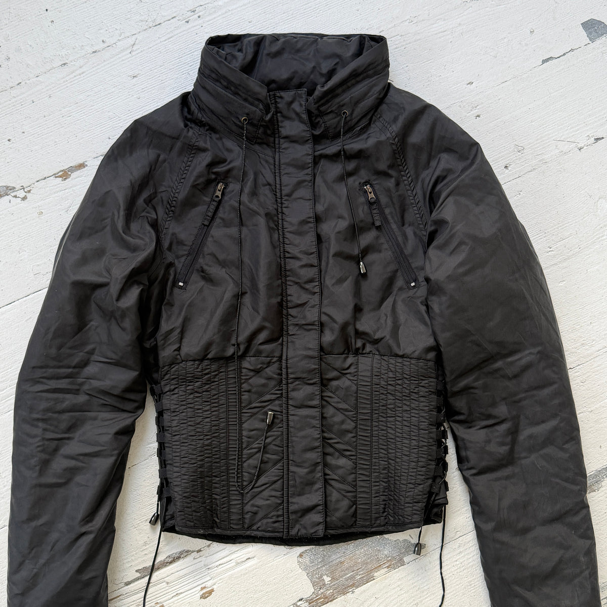 2000s Corset Waist Structured Nylon Jacket