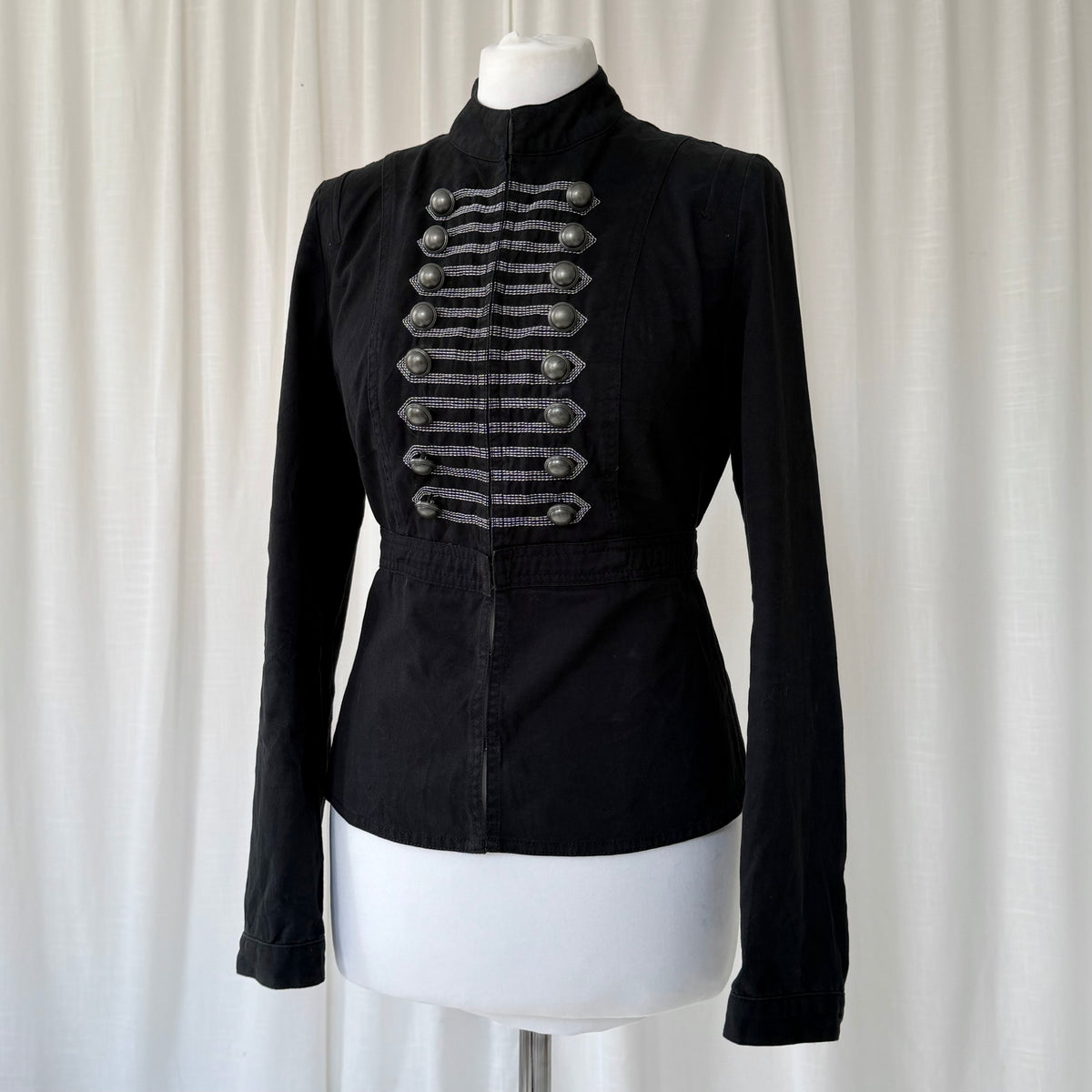Black Military Hook & Eye Jacket