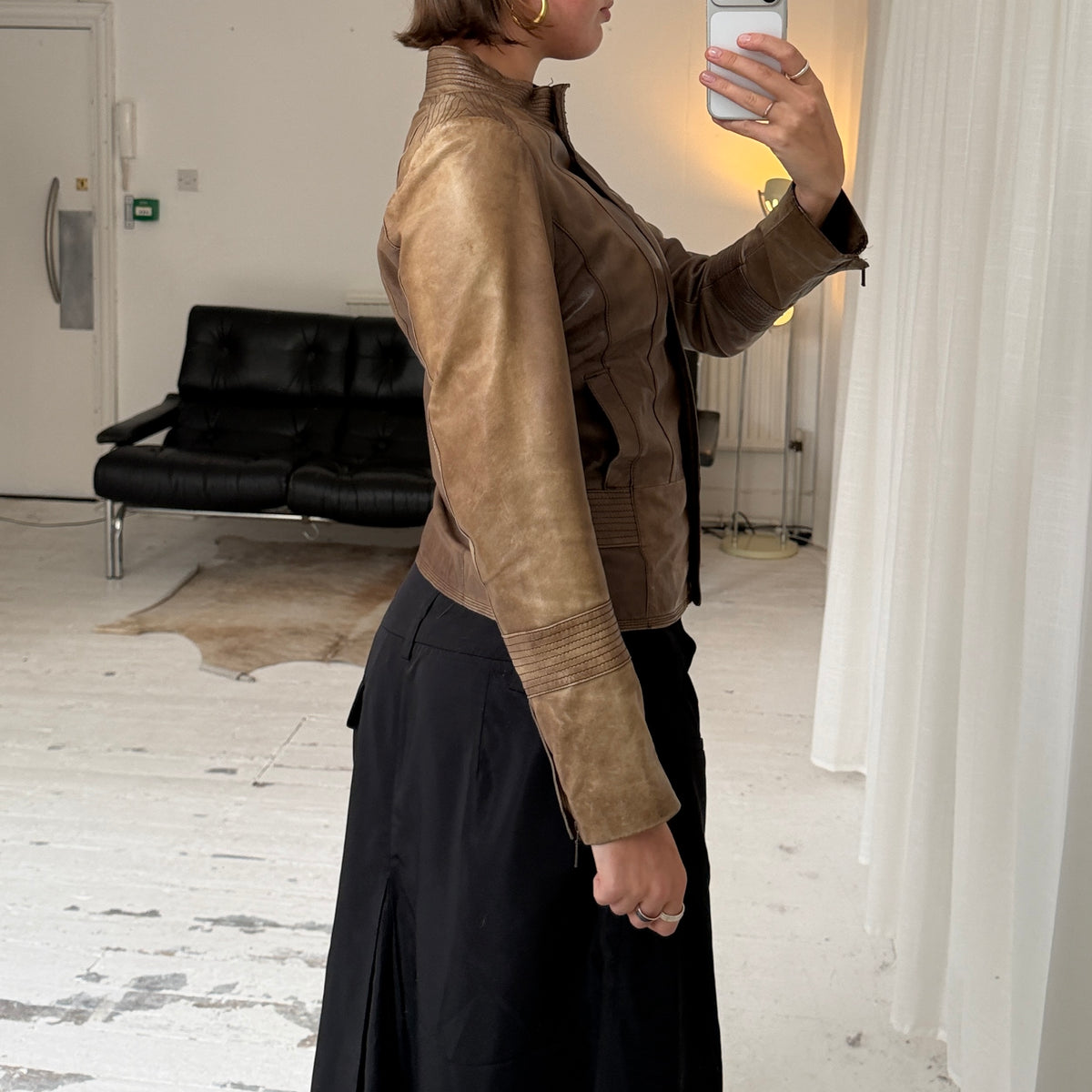 1990s Brown Leather Biker Jacket