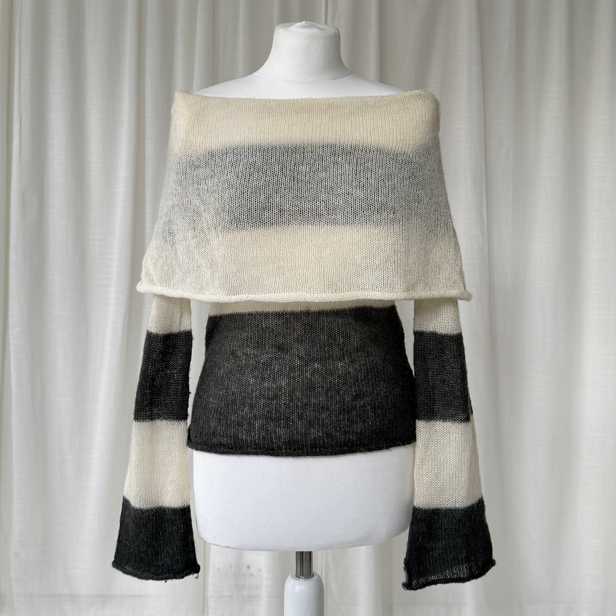 Mohair Striped Bardot Knit Jumper