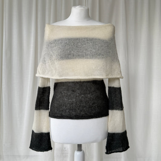 Mohair Striped Bardot Knit Jumper