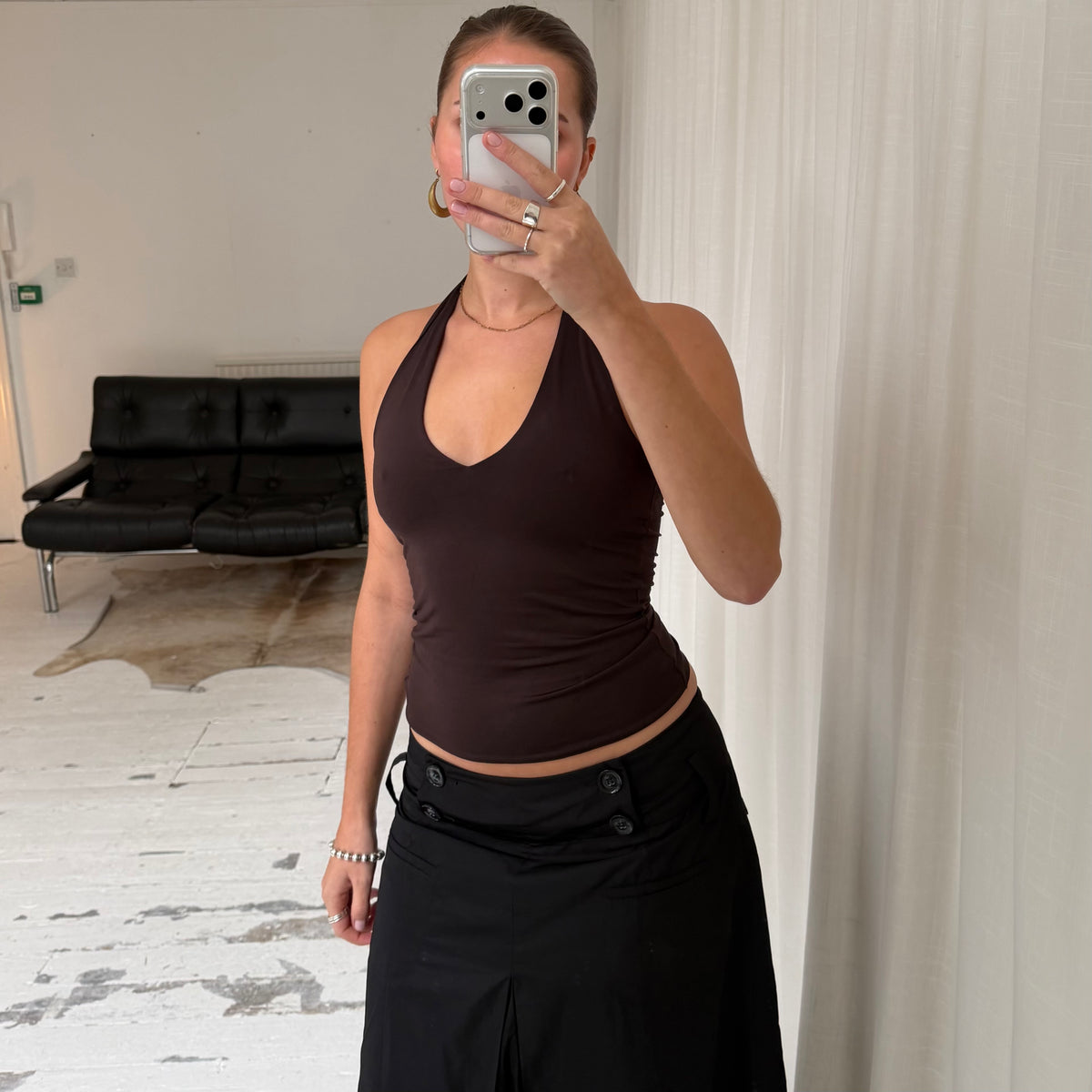 1990s Brown Halterneck Top