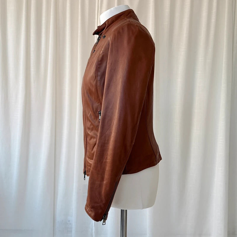 Italian Vintage Lambskin Leather Biker Jacket
