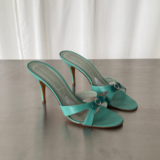 Sigerson Morrison Turquoise Leather Mule Heels