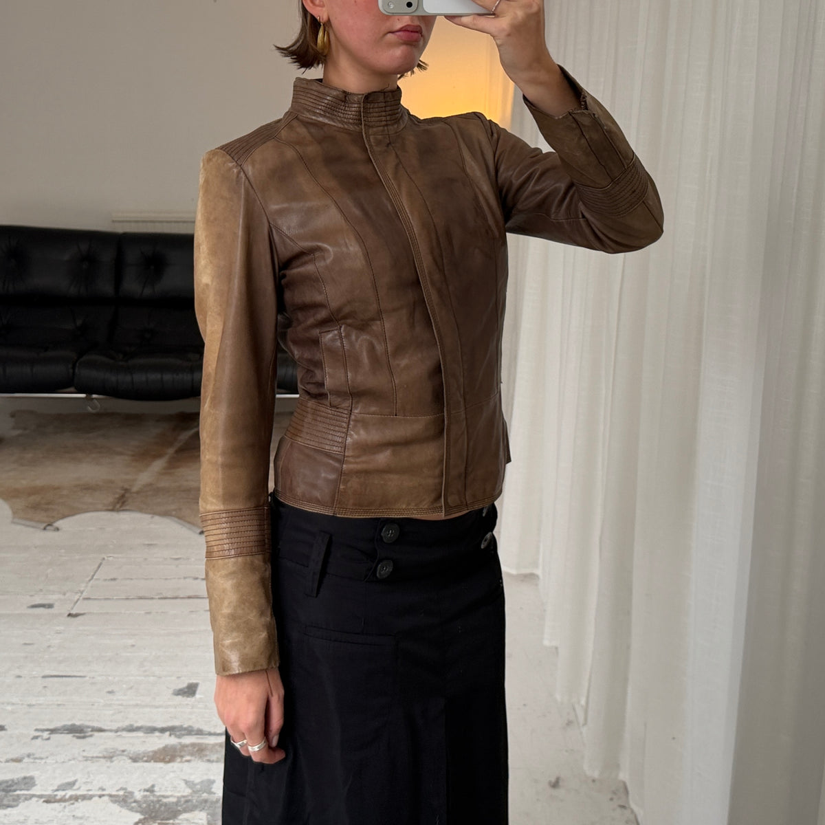 1990s Brown Leather Biker Jacket