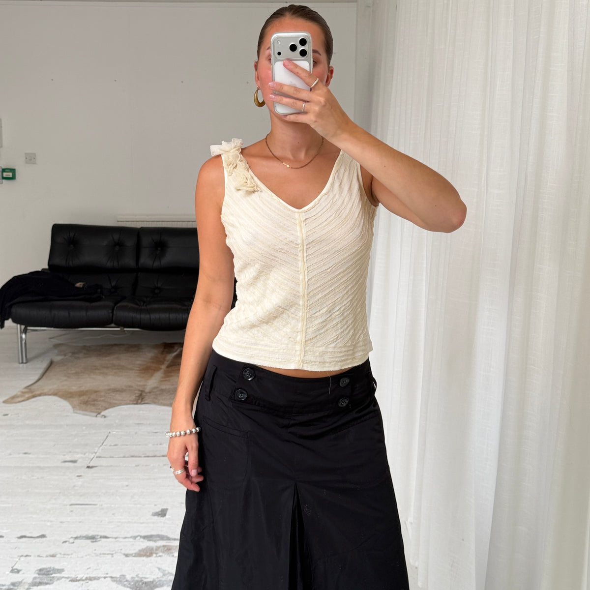 Spanish Vintage Silk Blend Rosette Top