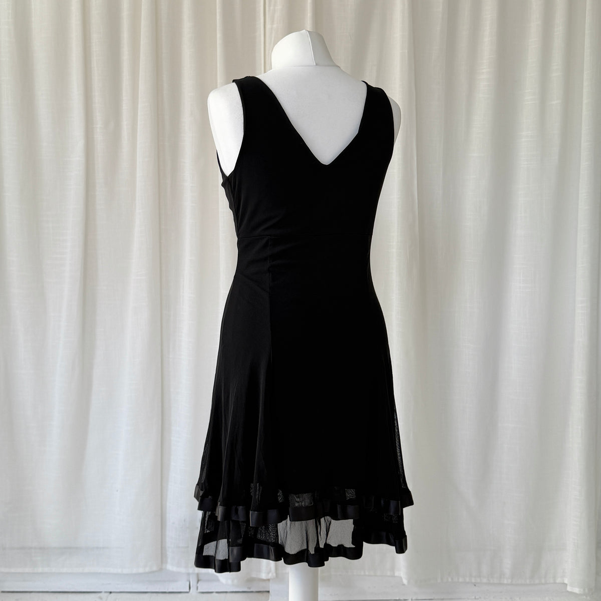 Italian Vintage Black Ruffle Hem Mini Dress