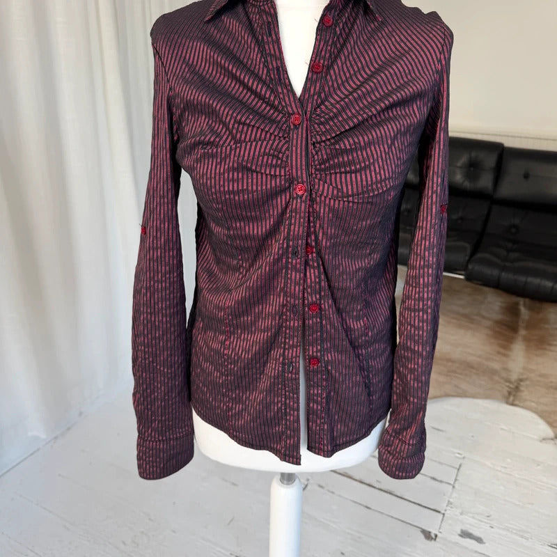 1990s Ruched Stripe Shirt